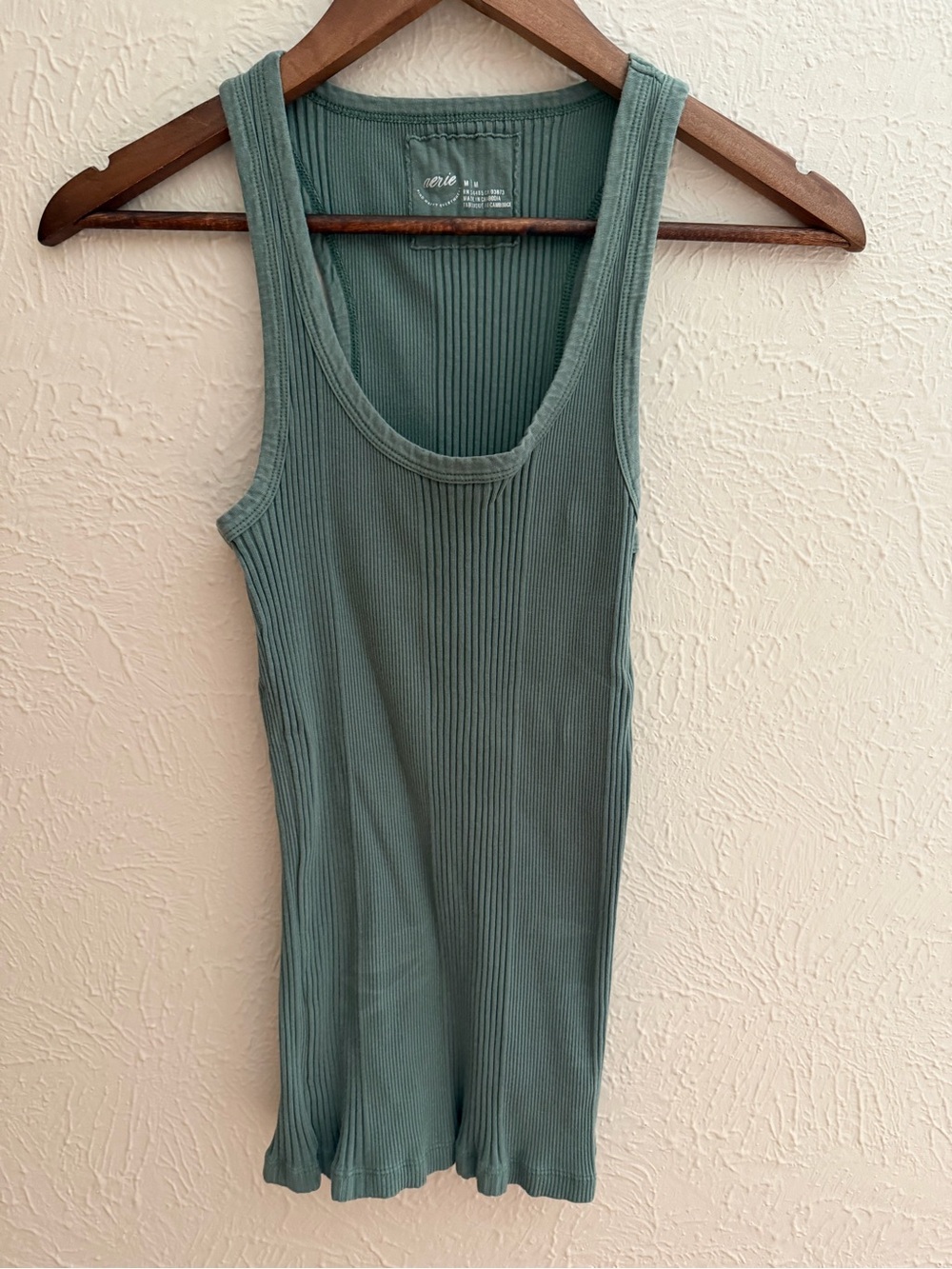 Aerie Sage Green Ribbed Scoop Neck Tank Top | Size Medium